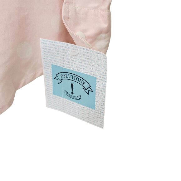 Solutions Women's Silk Pink & White Polka Dot Long Sleeve Button-Up Shirt Size M - Picture 4 of 5